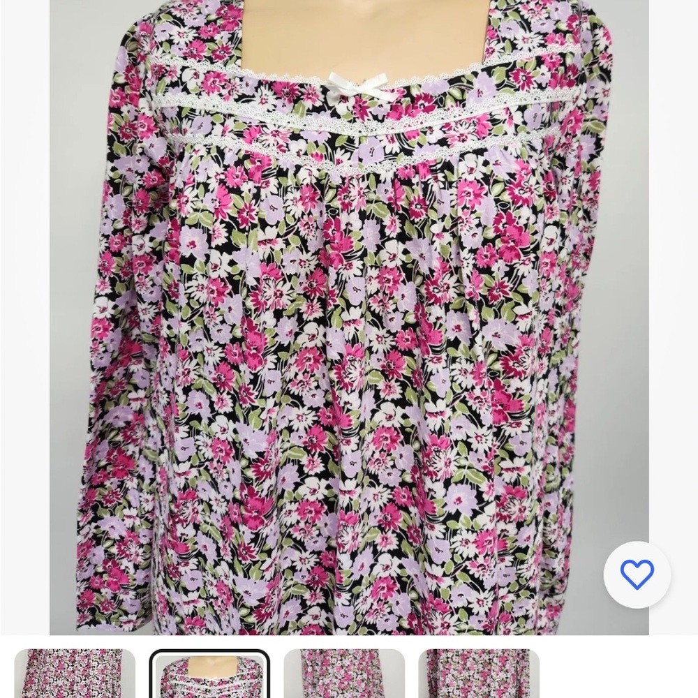 NWT Sz L black floral nightgown Croft & barrow